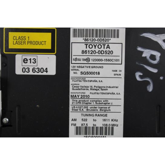 Radio CD 86120-0D520 Toyota Yaris