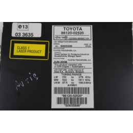Radio CD Toyota Auris 86120-02520 2