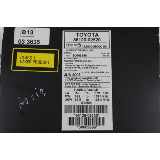 Radio CD Toyota Auris 86120-02520